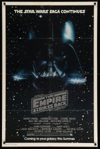 7p289 EMPIRE STRIKES BACK studio style advance 1sh '80 Darth Vader helmet and mask in space!