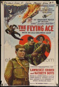 7p321 FLYING ACE 1sh '26 cool all-black aviation, the greatest airplane thriller ever produced!