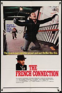 7p332 FRENCH CONNECTION 1sh '71 Gene Hackman in movie chase climax, William Friedkin!
