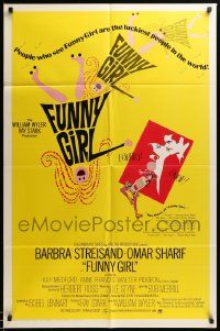 7p343 FUNNY GIRL 1sh '69 Barbra Streisand as Fanny Brice in The Queen of the Swans!