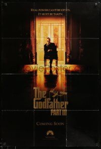 7p369 GODFATHER PART III teaser 1sh '90 best image of Al Pacino, directed by Francis Ford Coppola!