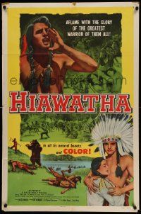 7p421 HIAWATHA 1sh '53 Vince Edwards is the greatest Native American Indian warrior of them all!