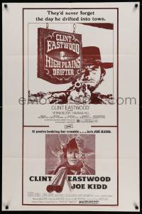 7p423 HIGH PLAINS DRIFTER/JOE KIDD 1sh '75 cool Clint Eastwood western double-bill!