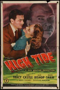 7p425 HIGH TIDE 1sh '47 Lee Tracy, Don Castle, Julie Bishop, Anabel Shaw, cool title treatment!
