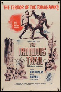 7p468 IROQUOIS TRAIL 1sh R55 art of George Montgomery fighting with Native American!