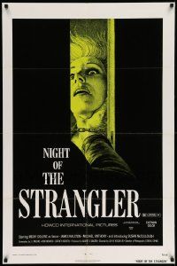 7p471 IS THE FATHER BLACK ENOUGH 1sh '72 Night of the Strangler, woman being strangled through door!