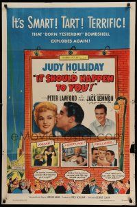 7p474 IT SHOULD HAPPEN TO YOU 1sh '54 sexy Judy Holliday & Jack Lemmon's first role!