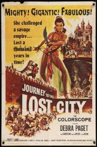 7p483 JOURNEY TO THE LOST CITY 1sh '60 directed by Fritz Lang, art of sexy Arabian Debra Paget!