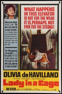 7p500 LADY IN A CAGE 1sh '64 Olivia de Havilland, it is not for the weak or for the strong!