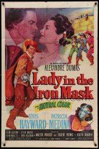 7p501 LADY IN THE IRON MASK 1sh '52 Louis Hayward, Patricia Medina, Three Musketeers!