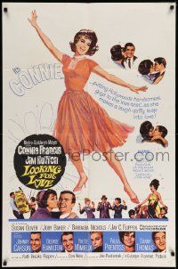 7p533 LOOKING FOR LOVE 1sh '64 great full-length art of pretty singer Connie Francis!