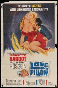 7p542 LOVE ON A PILLOW 1sh '64 sexy Brigitte Bardot, the screen sizzles with Bardolatry!