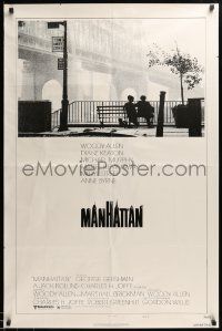 7p563 MANHATTAN style B 1sh '79 classic image of Woody Allen & Diane Keaton by bridge!