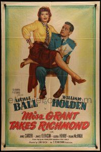 7p585 MISS GRANT TAKES RICHMOND 1sh '49 Lucille Ball sits on William Holden's lap!