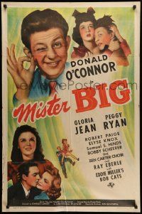 7p589 MISTER BIG 1sh '43 Gloria Jean, Peggy Ryan, cool art of Donald O'Connor!