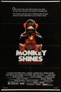 7p595 MONKEY SHINES 1sh '88 image of really creepy cymbal monkey!