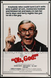 7p648 OH GOD 1sh '77 directed by Carl Reiner, great super close up of wacky George Burns!