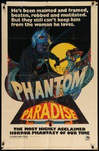 7p680 PHANTOM OF THE PARADISE revised 1sh '74 Brian De Palma, different artwork by Richard Corben!
