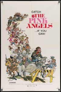 7p682 PINK ANGELS 1sh '71 great wacky Steffenhagen art of cops trying to stop gay bikers!