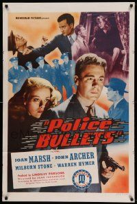 7p692 POLICE BULLETS 1sh '42 Joan Marsh, John Archer, cool crime montage!