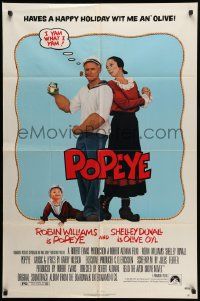 7p695 POPEYE 1sh '80 Robin Williams & Shelley Duvall as E.C. Segar's characters!