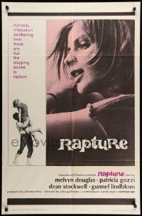7p719 RAPTURE 1sh '65 Dean Stockwell, Patricia Gozzi & Melvyn Douglas in bizarre French film!