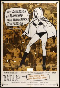 7p751 SALVATION OF MANKIND 1sh '71 sexy MaryJane Saint, montage of many naked people!
