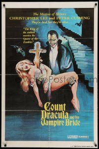 7p755 SATANIC RITES OF DRACULA 1sh 1978 great artwork of Count Dracula & his Vampire Bride!