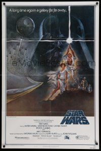 7p836 STAR WARS style A fourth printing 1sh '77 George Lucas classic sci-fi epic, art by Tom Jung!