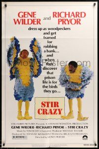 7p841 STIR CRAZY 1sh '80 Gene Wilder & Richard Pryor in chicken suits, directed by Sidney Poitier!