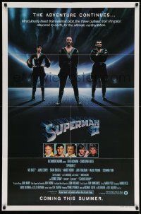 7p855 SUPERMAN II teaser 1sh '81 Christopher Reeve, Terence Stamp, great image of villains!