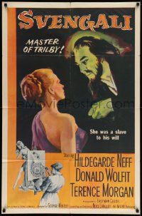 7p856 SVENGALI 1sh '55 sexy Hildegarde Neff was a slave to the will of crazy Donald Wolfit!