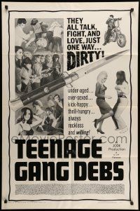 7p869 TEENAGE GANG DEBS 1sh '66 Diane Conti, Linda Gale, Eileen Dietz, they all fight & love dirty