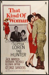 7p879 THAT KIND OF WOMAN 1sh '59 images of sexy Sophia Loren, Tab Hunter & George Sanders!