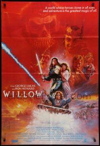 7p968 WILLOW int'l 1sh '88 George Lucas & Ron Howard directed, different Brian Bysouth art!