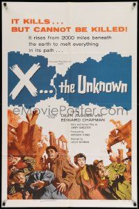7p985 X THE UNKNOWN 1sh '57 spooky Hammer sci-fi, Dean Jagger, nothing can stop it!
