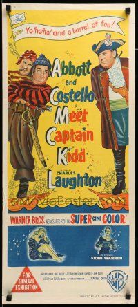 7r277 ABBOTT & COSTELLO MEET CAPTAIN KIDD Aust daybill '54 pirates Bud & Lou with Charles Laughton