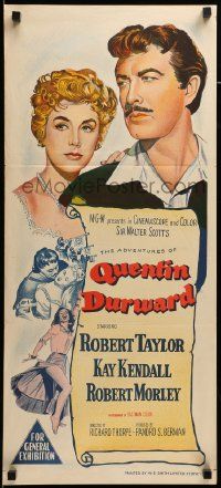 7r279 ADVENTURES OF QUENTIN DURWARD Aust daybill '55 art of Robert Taylor & Kay Kendall!