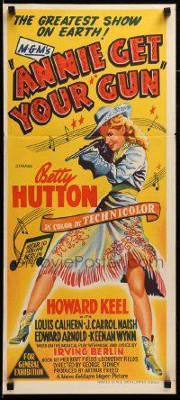 7r284 ANNIE GET YOUR GUN Aust daybill '50 art of Betty Hutton as the greatest sharpshooter!