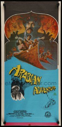 7r285 ARABIAN ADVENTURE Aust daybill '79 cool art of Christopher Lee + cast on flying carpet!