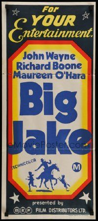 7r288 BEF Aust daybill 1970s John Wayne in Big Jake, stock poster cowboy art!