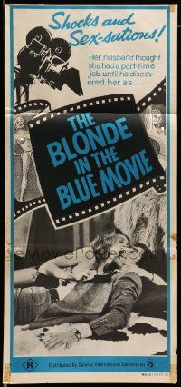 7r293 BLONDE IN THE BLUE MOVIE Aust daybill '71 different images of sexy porn star Pamela Tiffin!