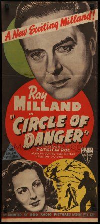 7r315 CIRCLE OF DANGER Aust daybill '51 Ray Milland on a manhunt, directed by Jacques Tourneur!