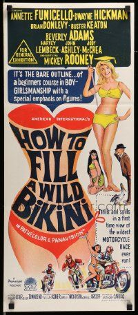 7r390 HOW TO STUFF A WILD BIKINI Aust daybill '65 Annette Funicello, Buster Keaton, bikini art!