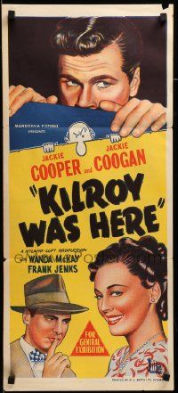 7r396 KILROY WAS HERE Aust daybill '47 Jackie Cooper, Jackie Coogan, famous art!