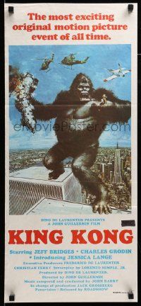 7r398 KING KONG Aust daybill '76 John Berkey art of BIG Ape on the Twin Towers!