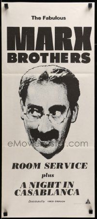 7r443 ROOM SERVICE/NIGHT IN CASABLANCA Aust daybill '70s great headshot image of Groucho Marx!