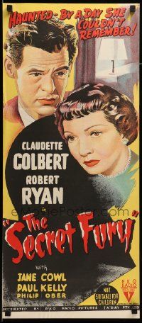 7r452 SECRET FURY Aust daybill '50 Claudette Colbert, Robert Ryan, directed by Mel Ferrer!