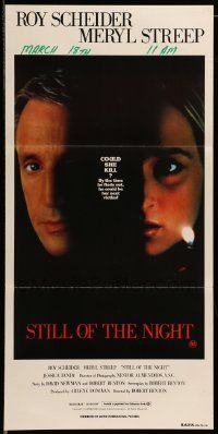 7r471 STILL OF THE NIGHT Aust daybill '82 Roy Scheider, Meryl Streep, Jessica Tandy
