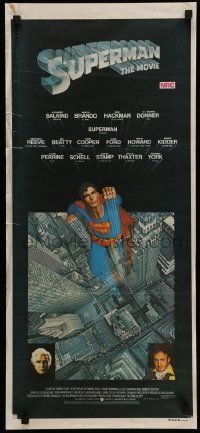 7r477 SUPERMAN Aust daybill '78 comic book hero Christopher Reeve, Gene Hackman, Marlon Brando!